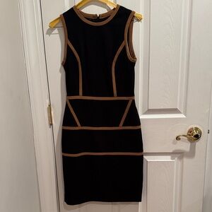 Cynthia Steffe Black Dress with Tan Accents size 0